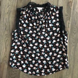 Rebecca Taylor Silk sleeveless Blouse black floral